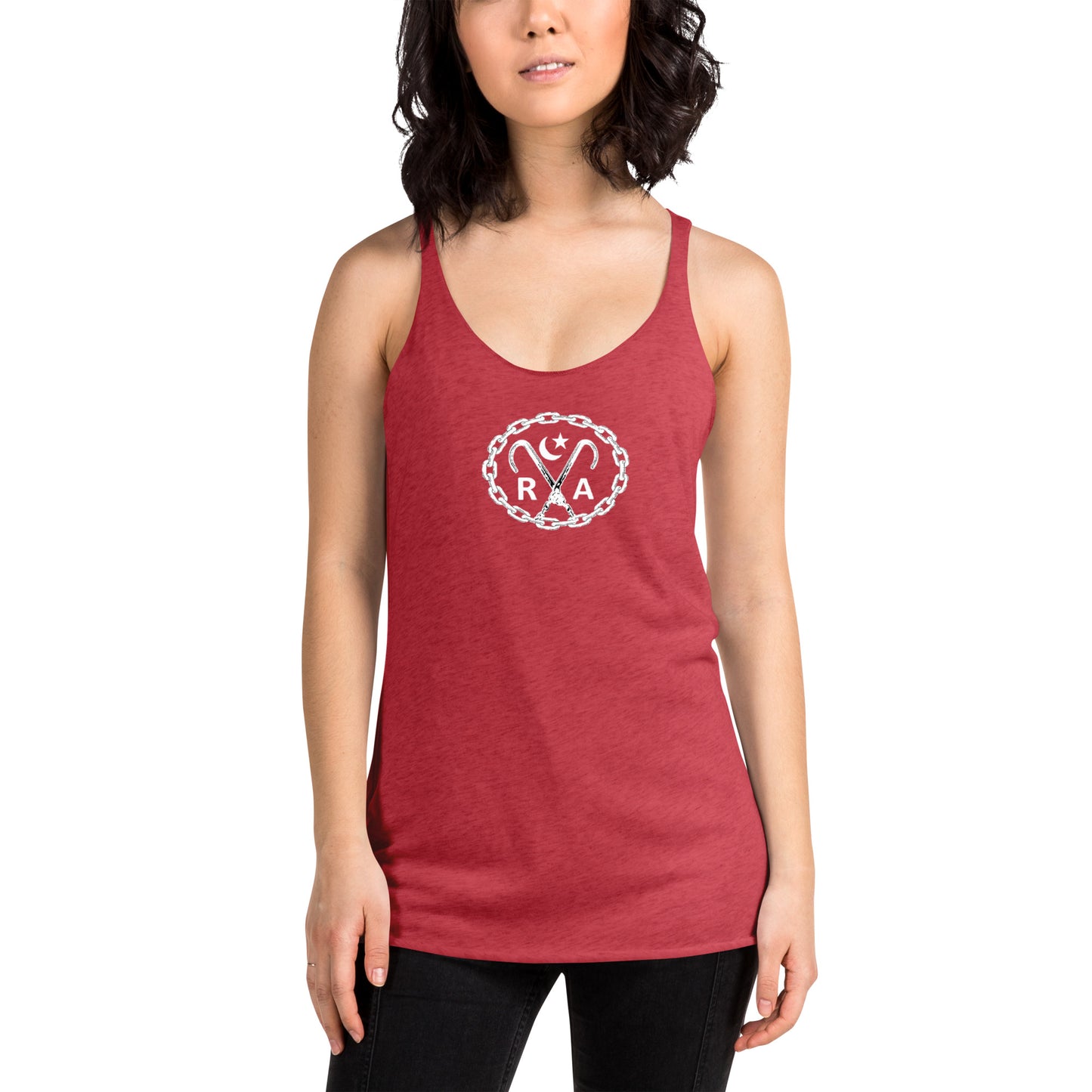 Hook and Chain - White Ink Women's Racerback Tank