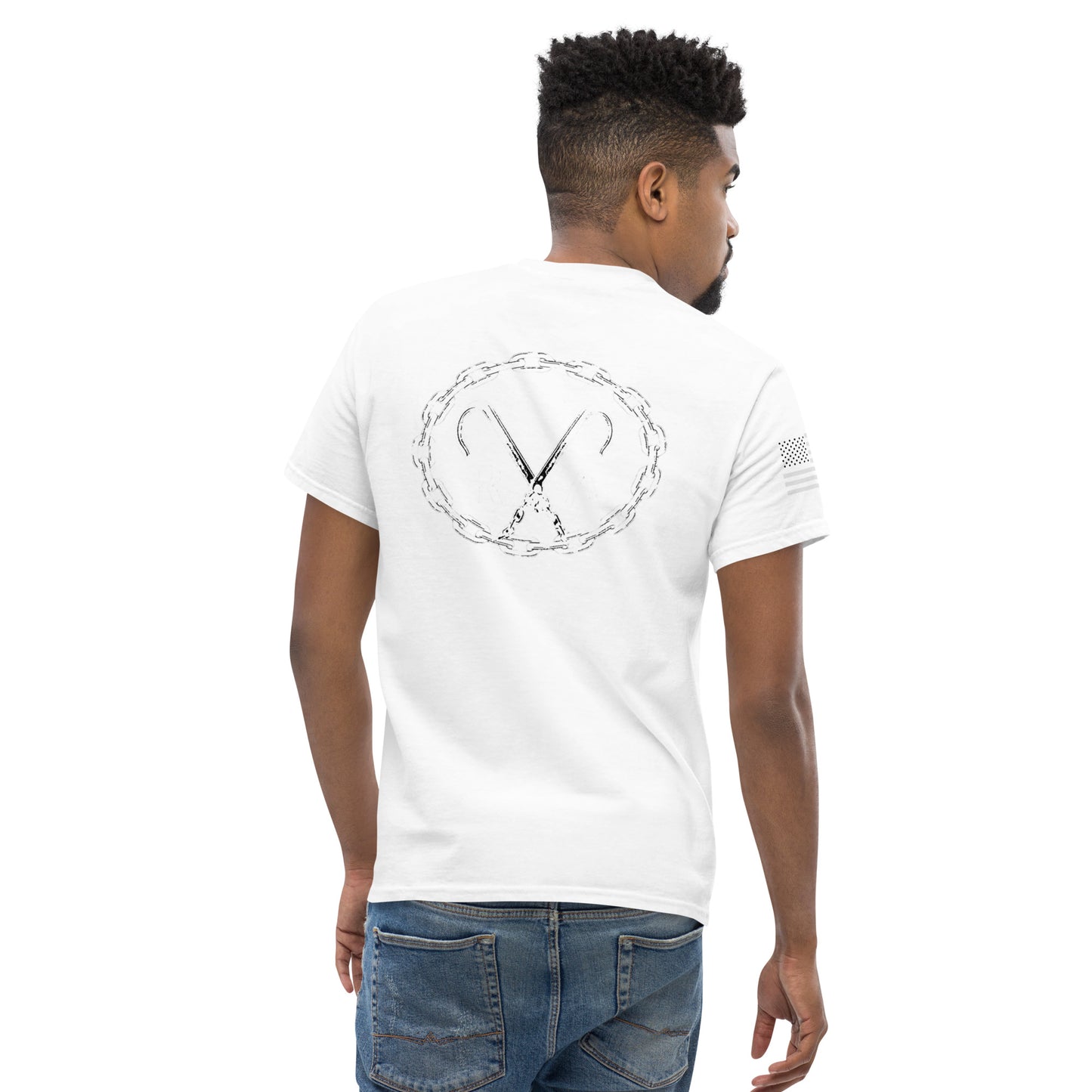 Hook and Chain - White Print Men's classic tee