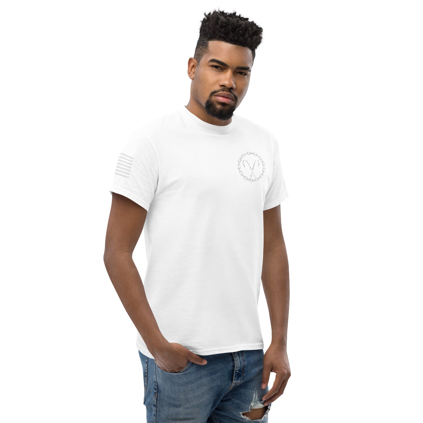 Hook and Chain - White Print Men's classic tee