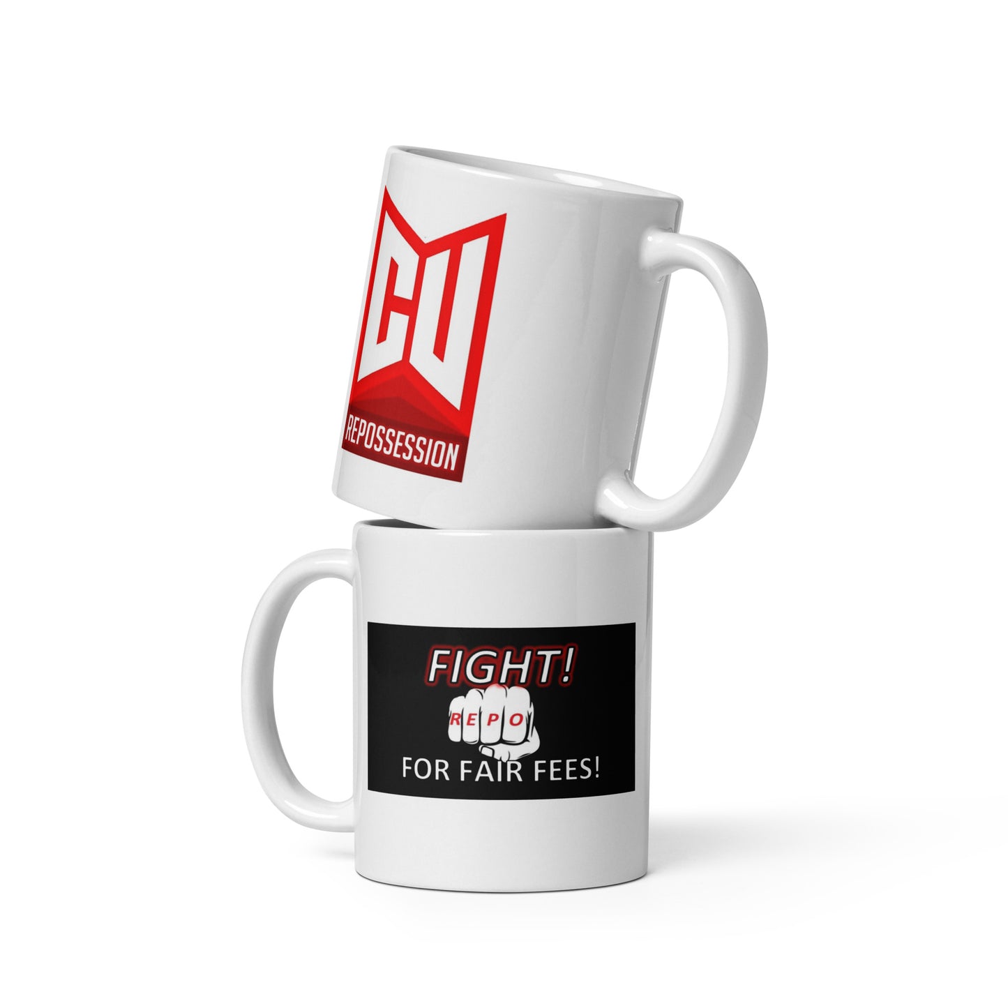 Fight for Fair Fees/CURepossession - White glossy mug