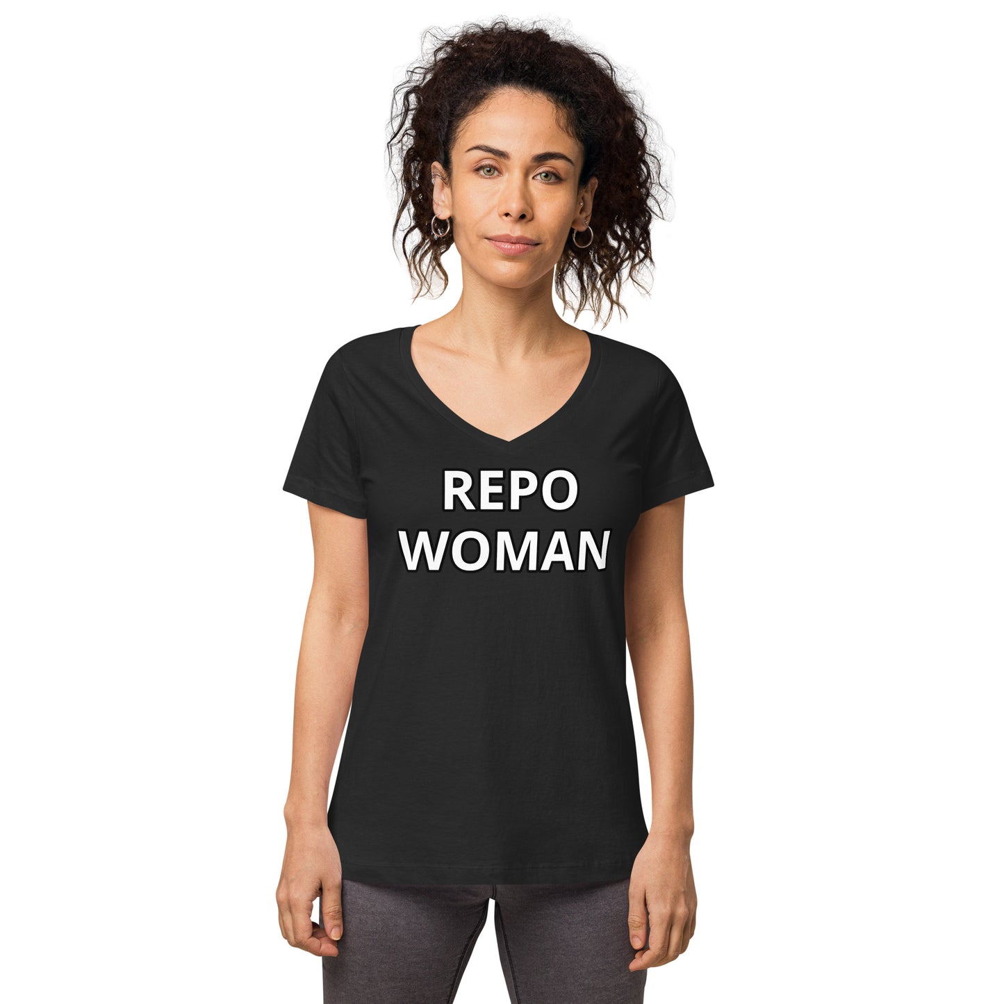 Repo Woman - Women’s fitted v-neck t-shirt