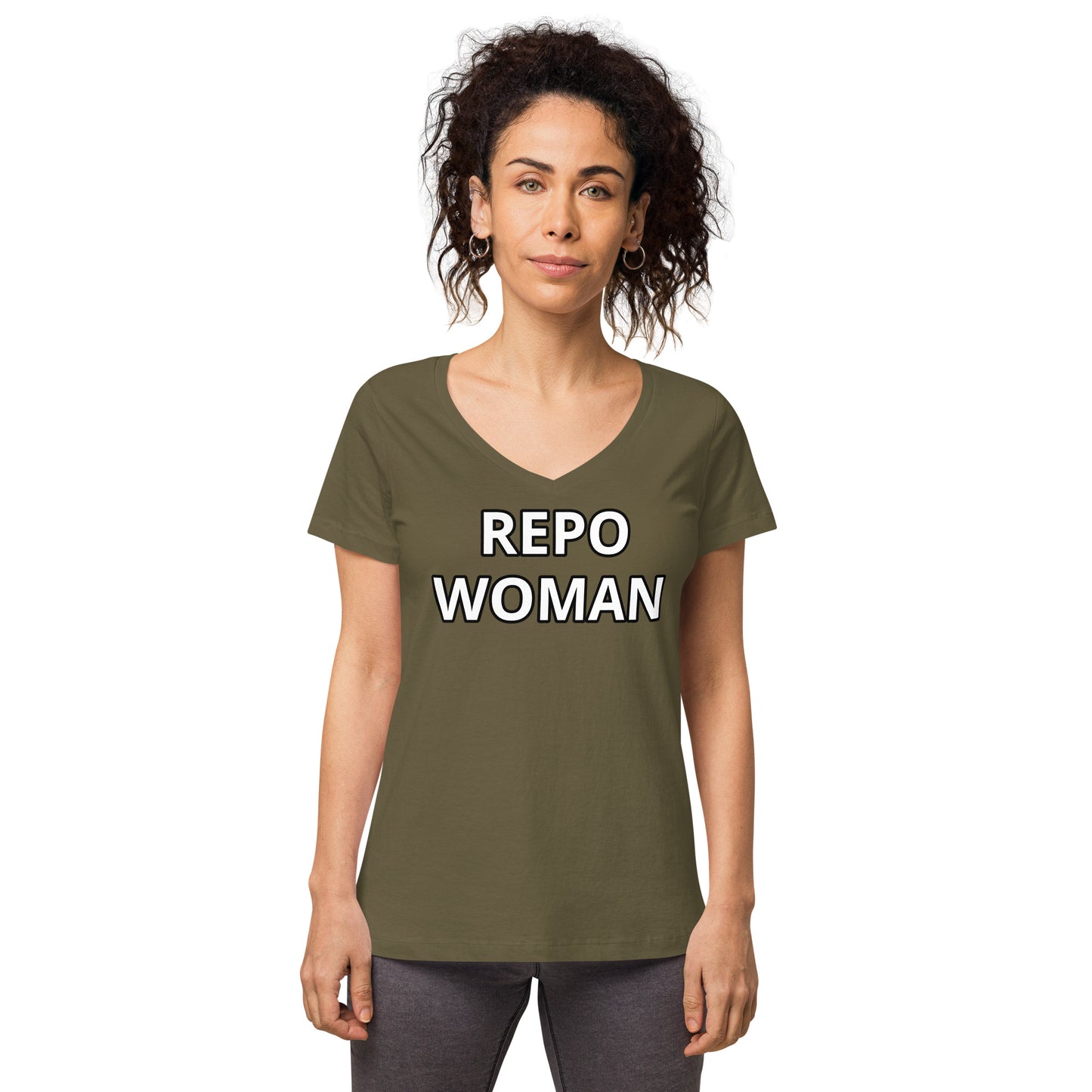 Repo Woman - Women’s fitted v-neck t-shirt