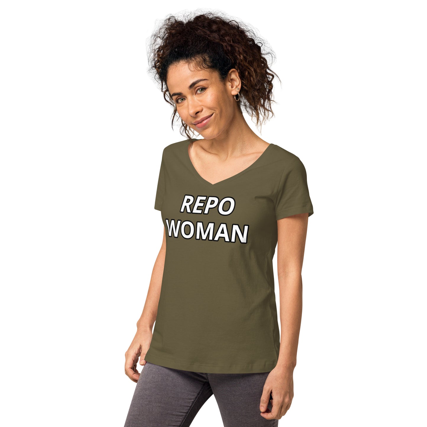 Repo Woman - Women’s fitted v-neck t-shirt