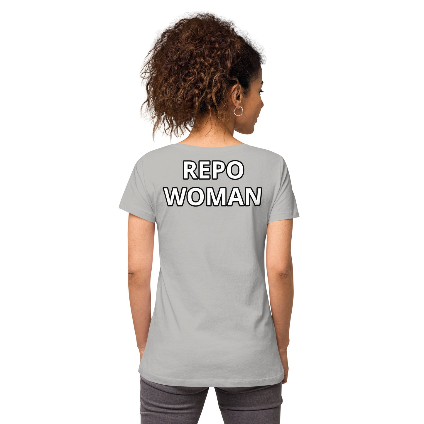 Repo Woman - Women’s fitted v-neck t-shirt