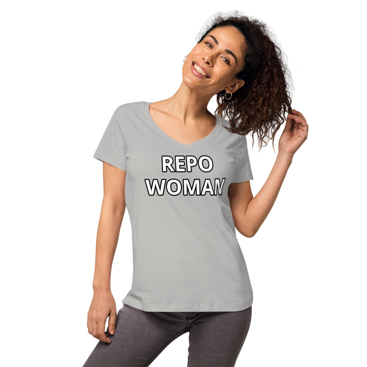 Repo Woman - Women’s fitted v-neck t-shirt