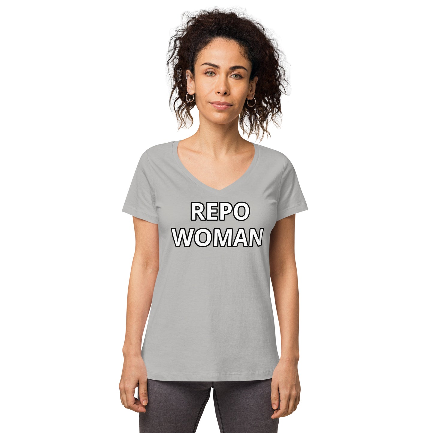 Repo Woman - Women’s fitted v-neck t-shirt