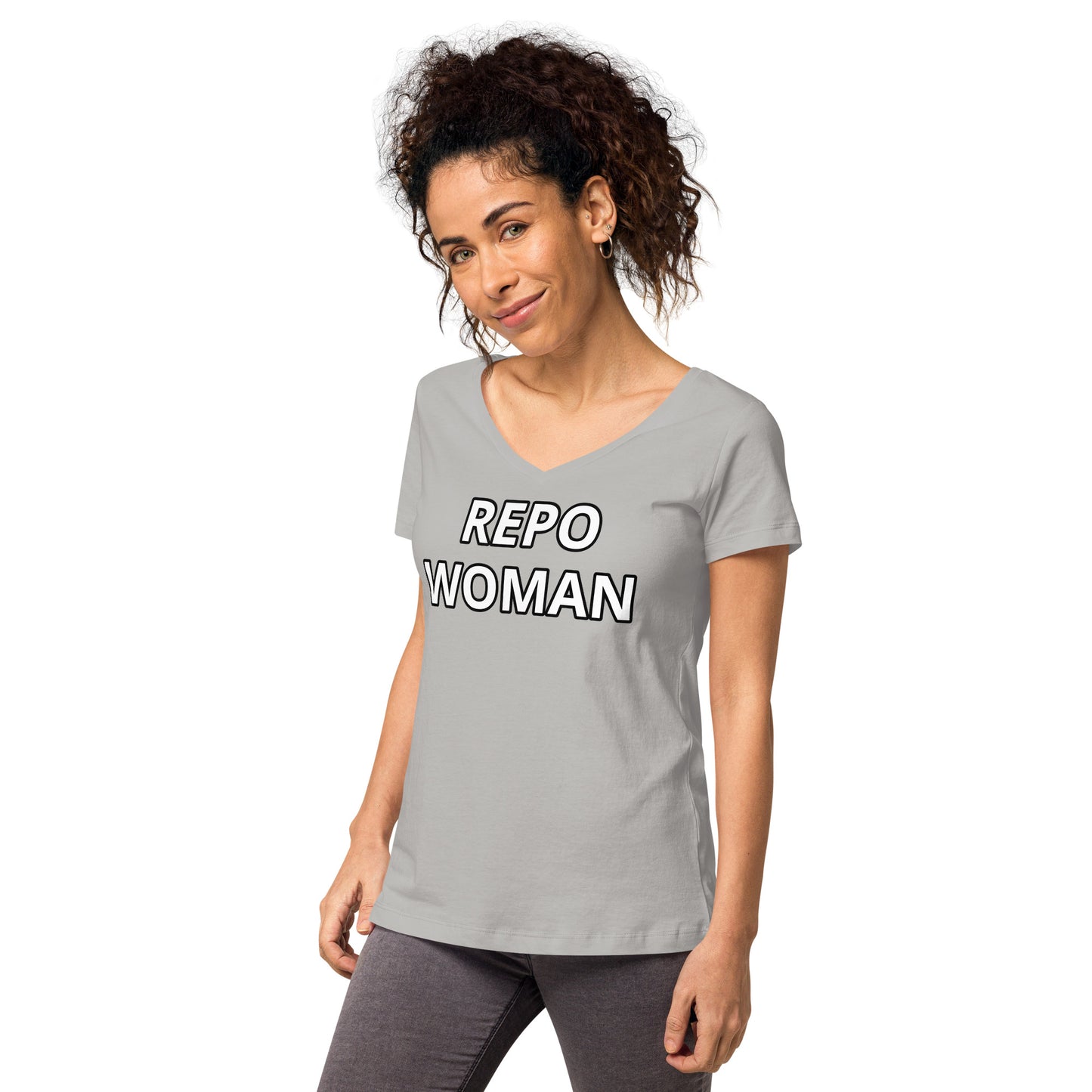 Repo Woman - Women’s fitted v-neck t-shirt