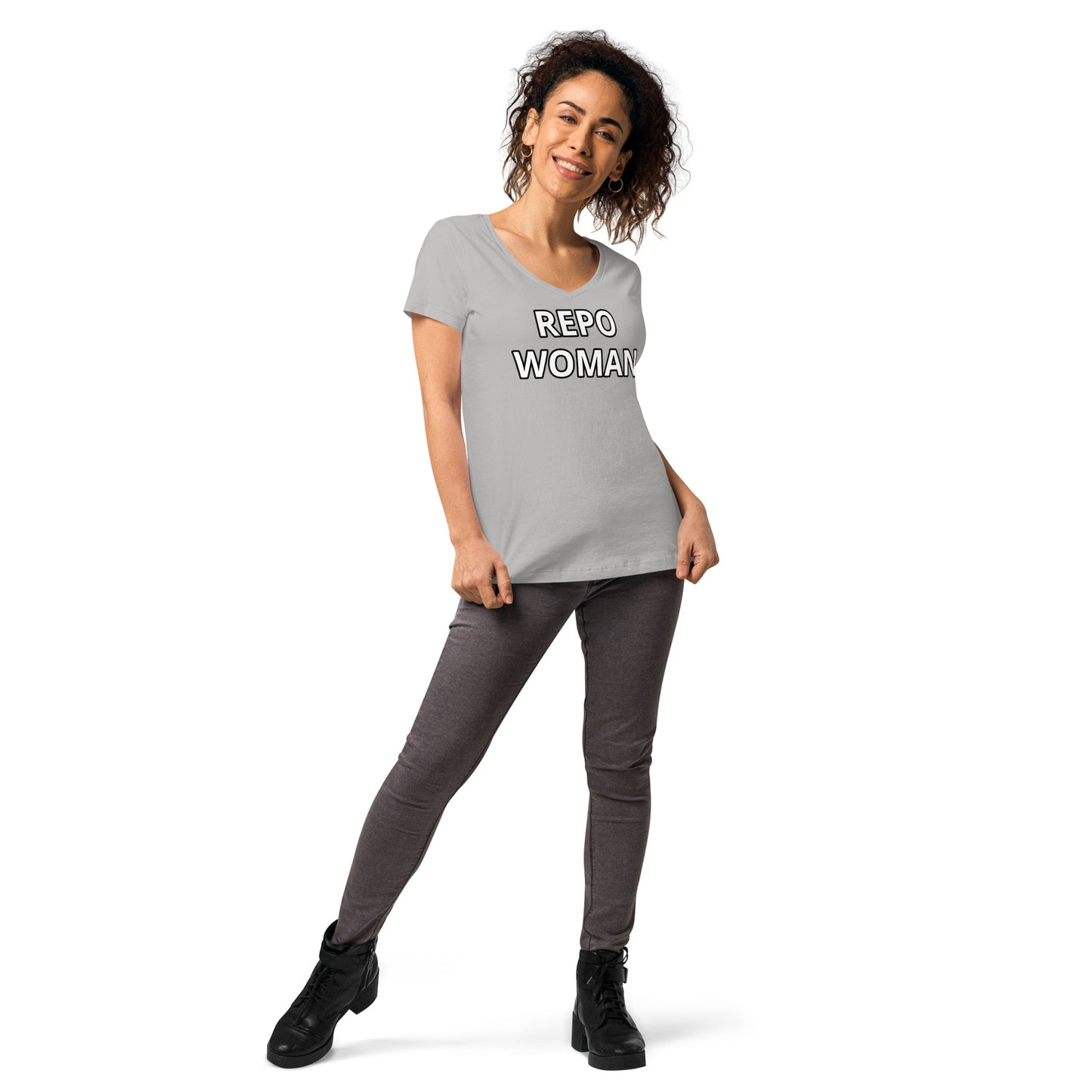 Repo Woman - Women’s fitted v-neck t-shirt