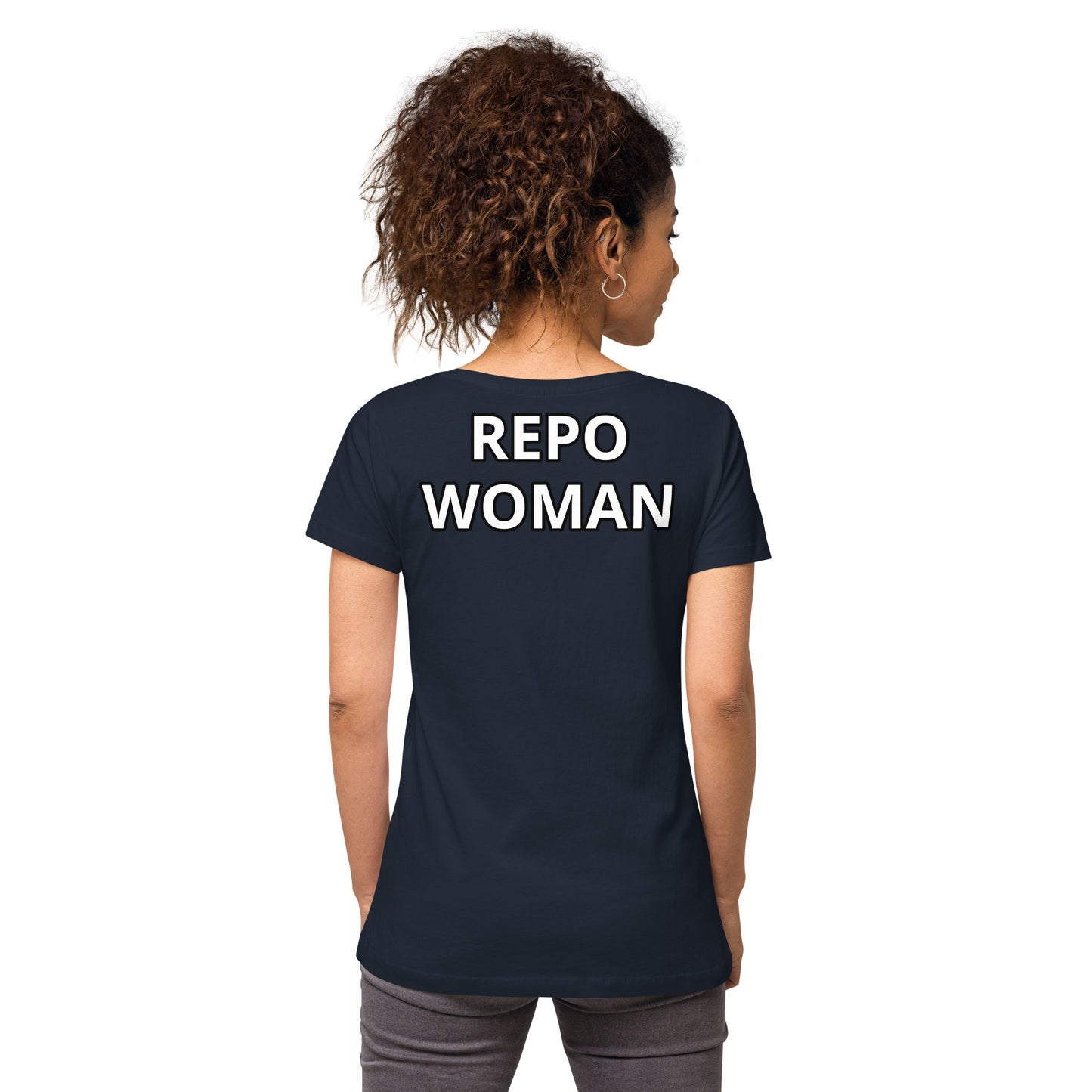 Repo Woman - Women’s fitted v-neck t-shirt