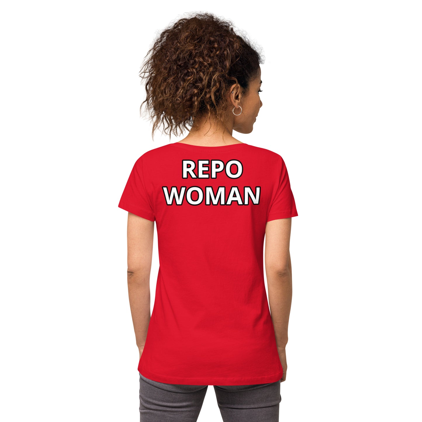 Repo Woman - Women’s fitted v-neck t-shirt