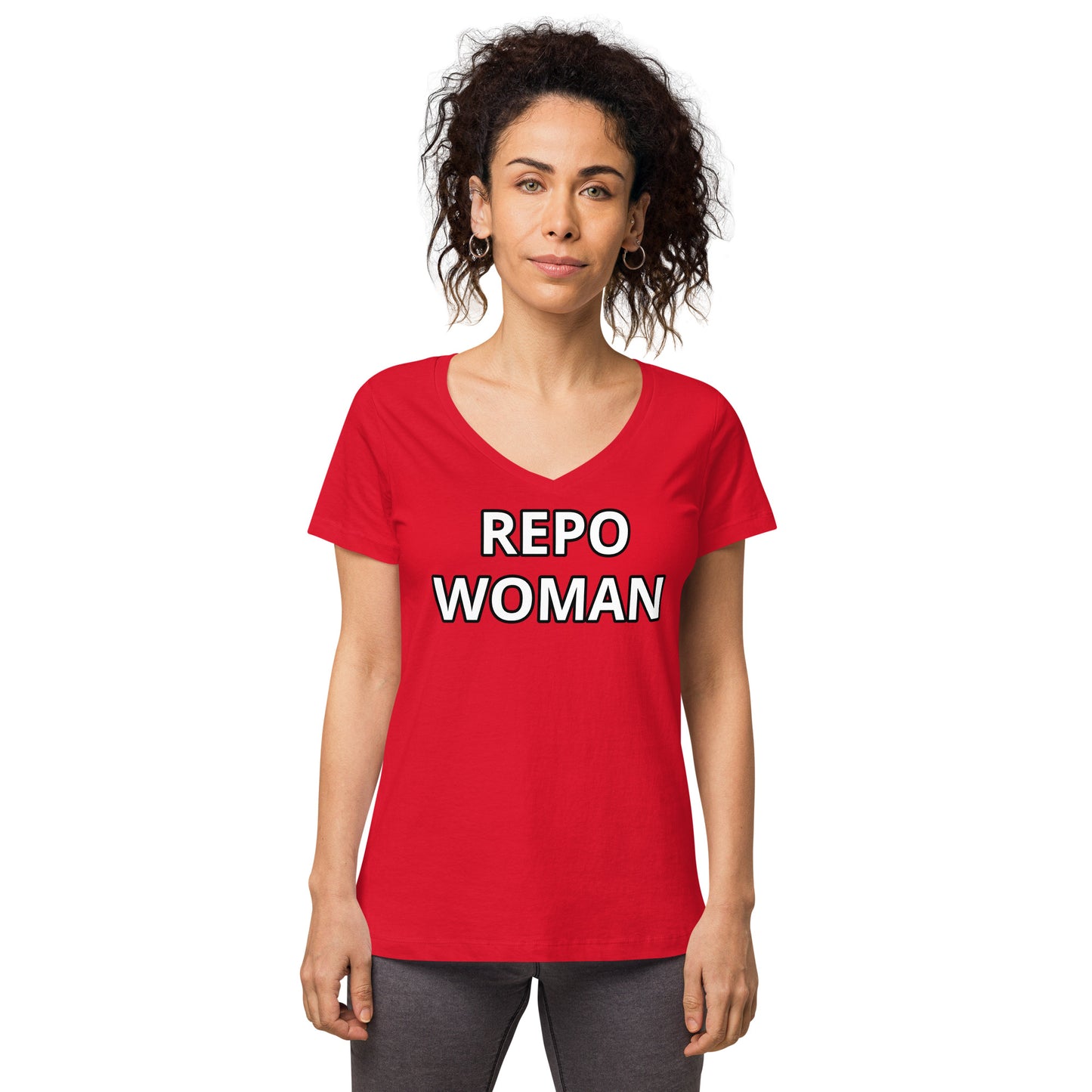 Repo Woman - Women’s fitted v-neck t-shirt