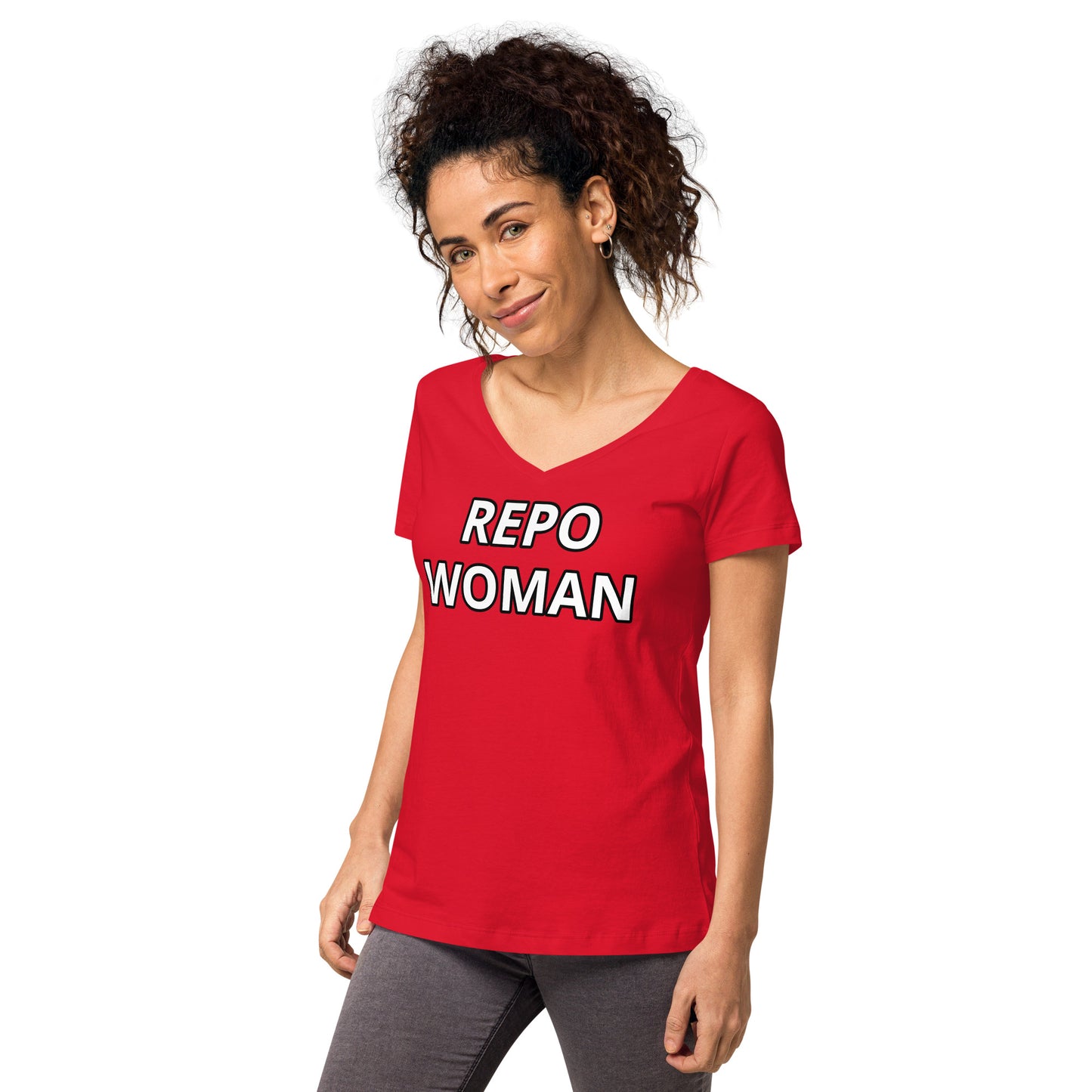 Repo Woman - Women’s fitted v-neck t-shirt