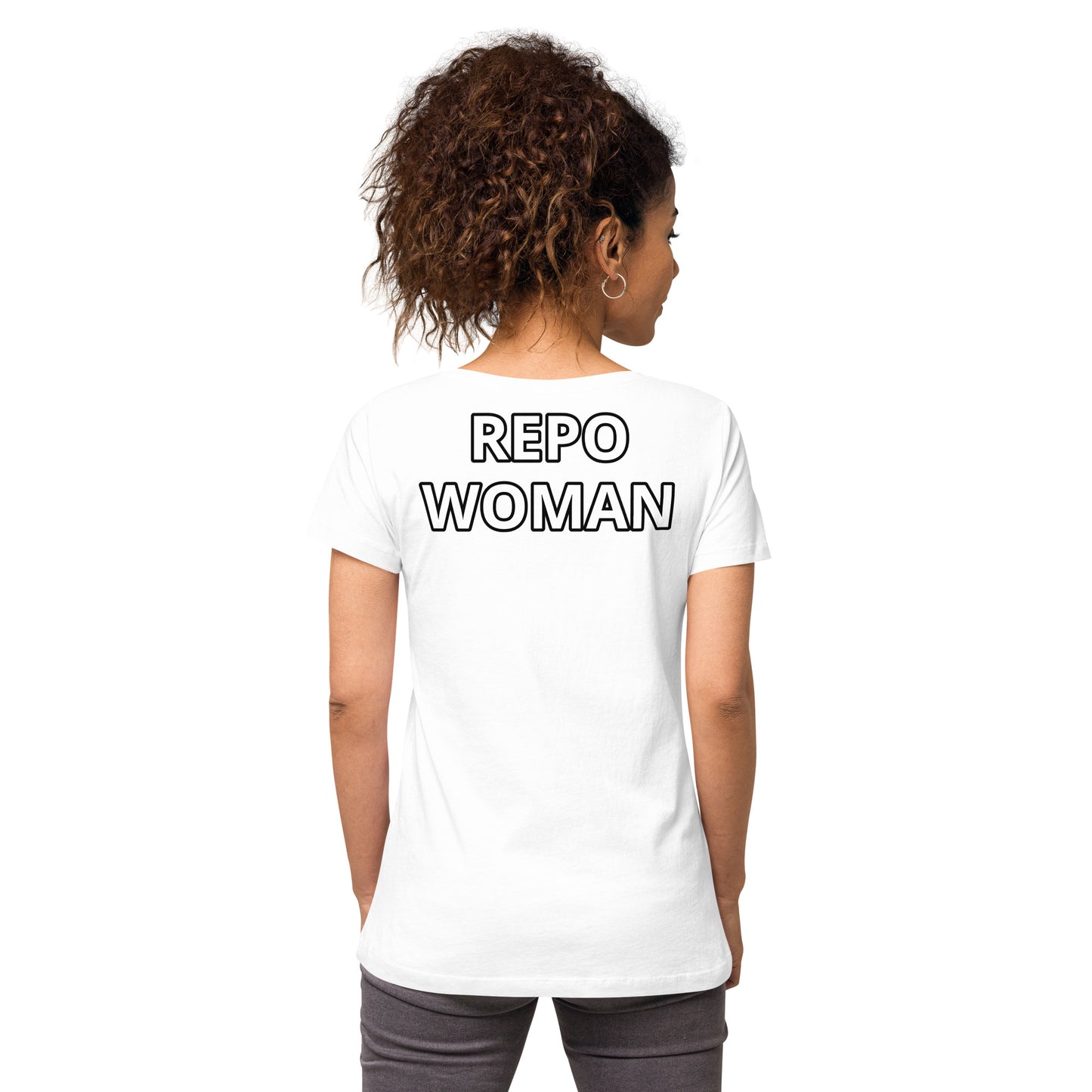 Repo Woman - Women’s fitted v-neck t-shirt