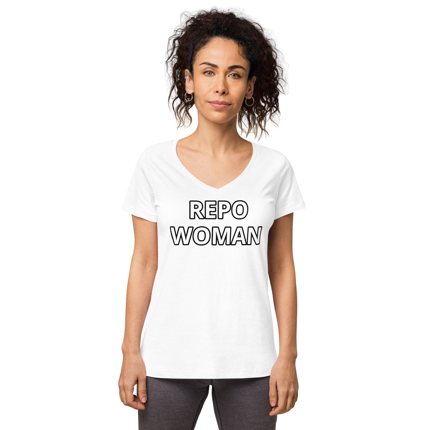 Repo Woman - Women’s fitted v-neck t-shirt