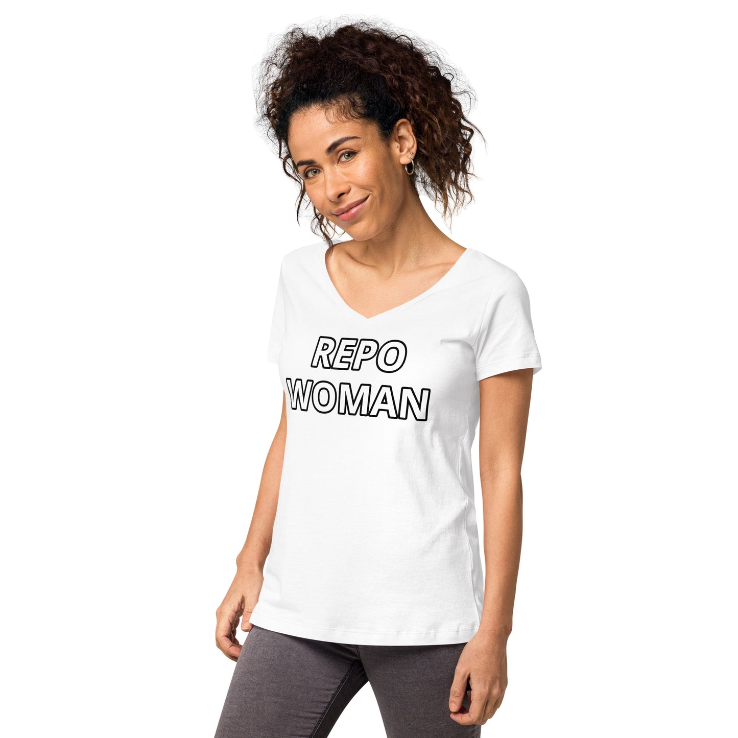 Repo Woman - Women’s fitted v-neck t-shirt